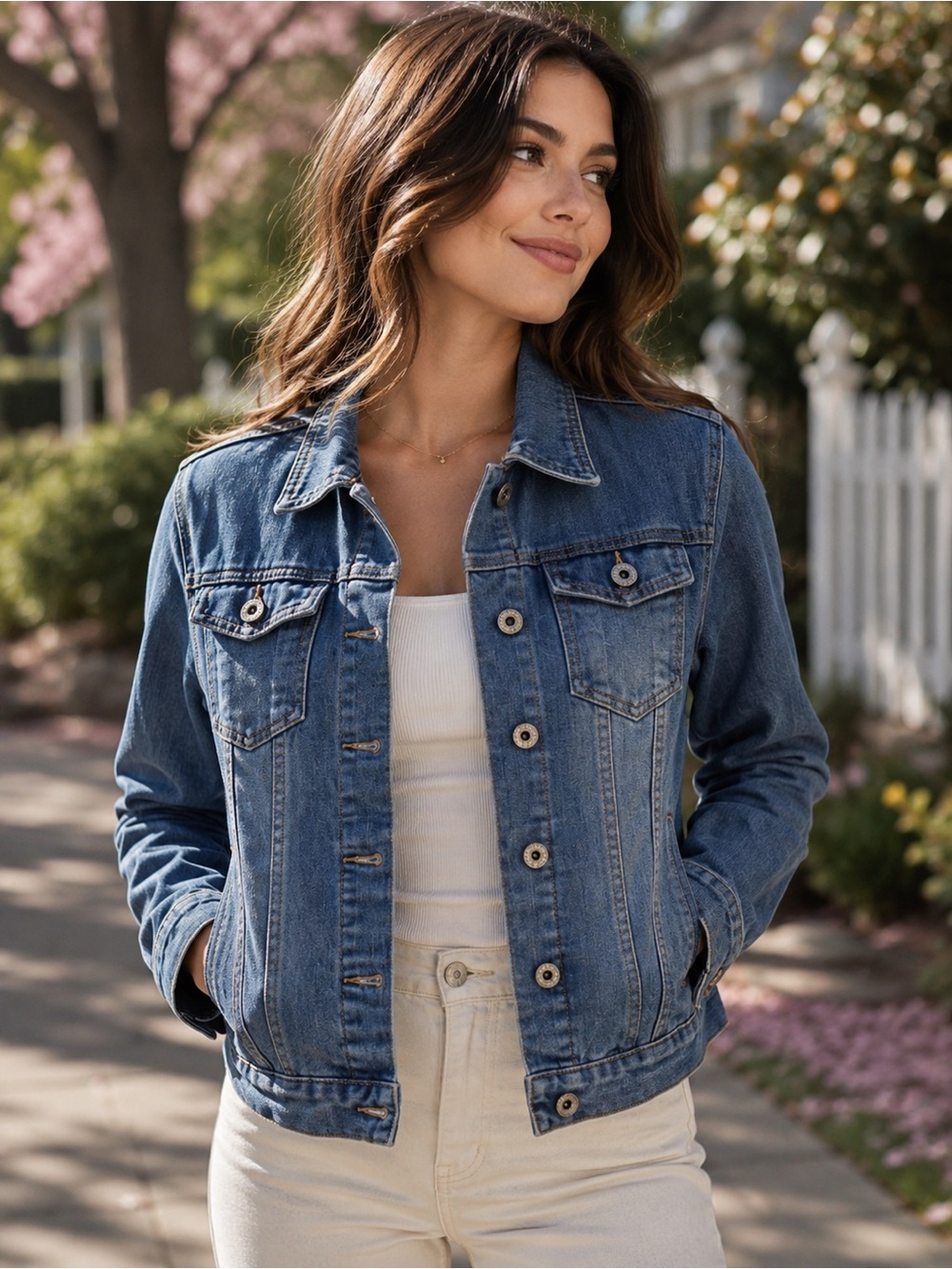 Women's Medium Blue Denim Jacket - Classic Jean Jacket
